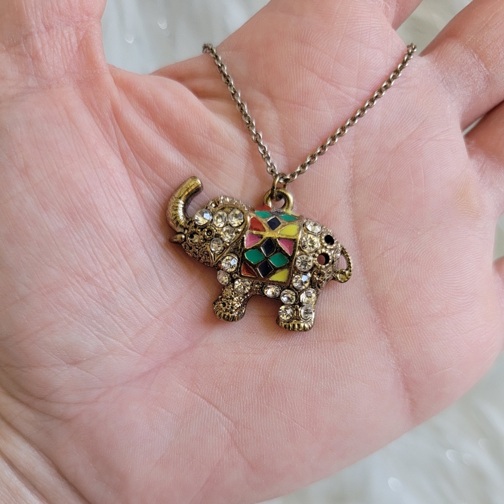 Gold Elephant Pendant Necklace